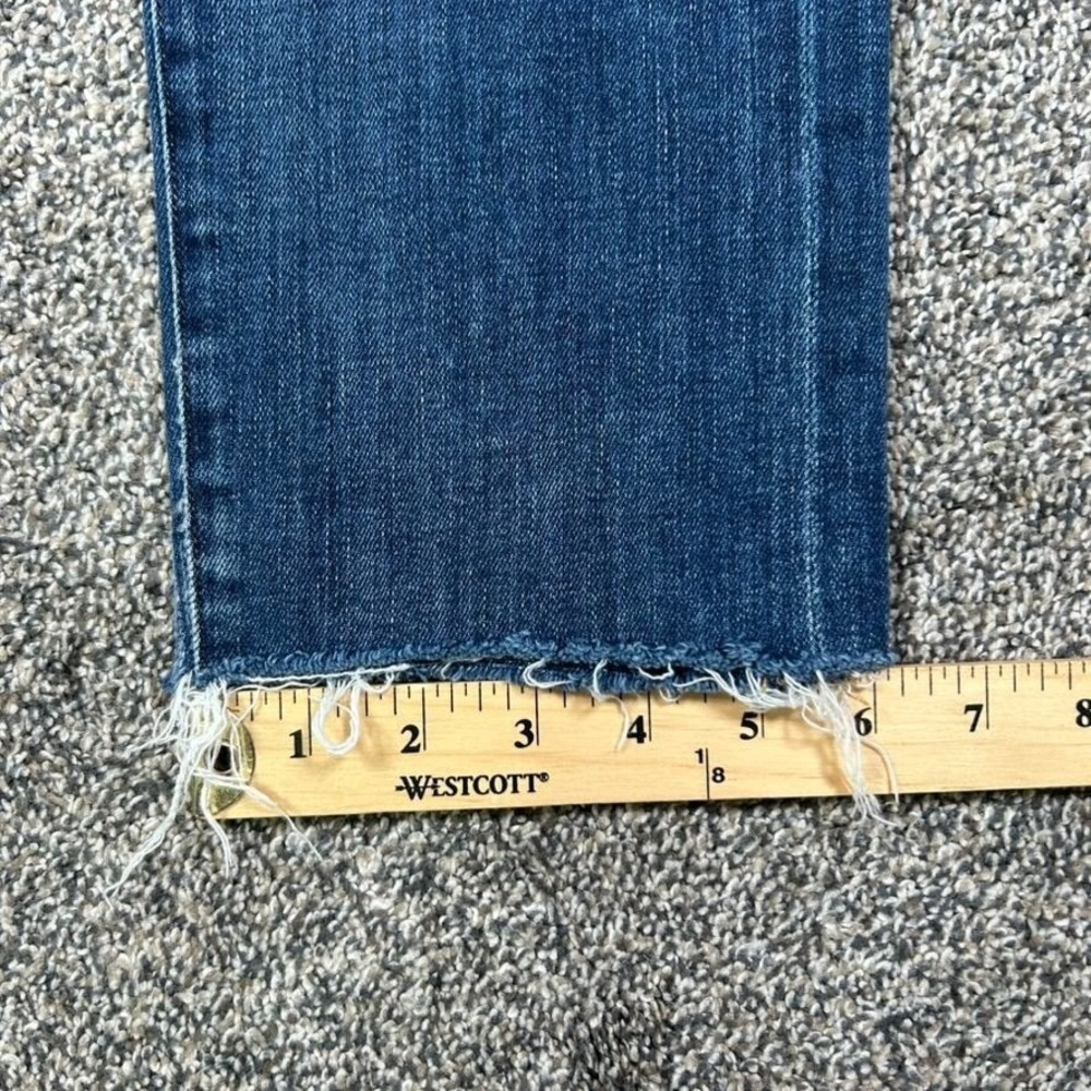 Agolde Isabel Dark Denim Distressed Raw Hem Jeans Womens 24 Straight Leg Fit - Picture 12 of 13